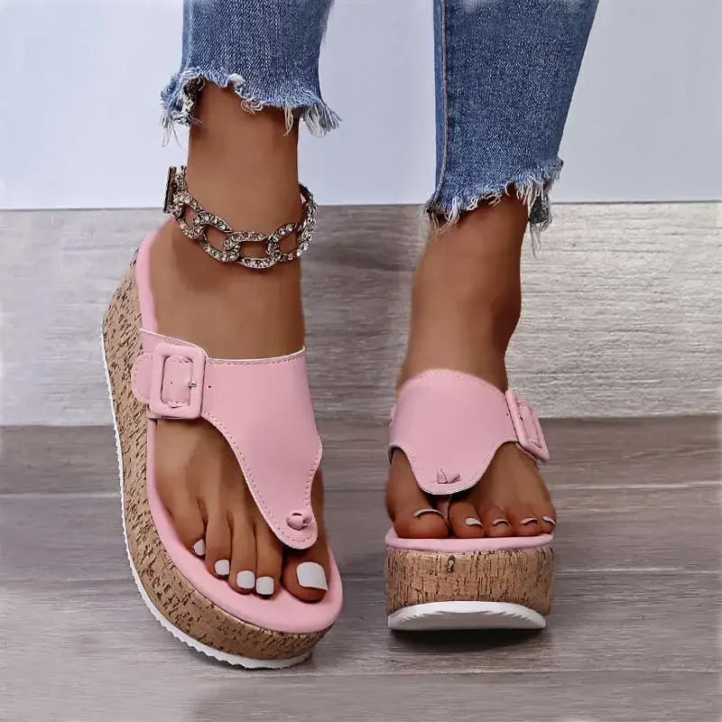 Women'S Wedge Platform Sandals Women Summer Shoes Flip Flops 2025 Ladies 7.5Cm Thick Bottom Casual Slippers Shoe Black White