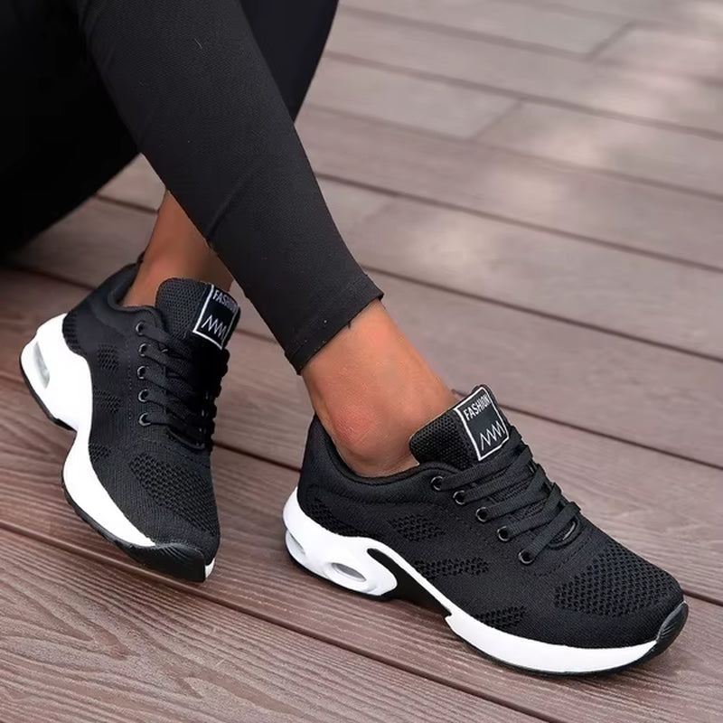 Fashion Women Lightweight Sneakers Running Shoes Outdoor Sports Shoes Breathable Mesh Comfort Running Shoes Air Cushion Lace Up