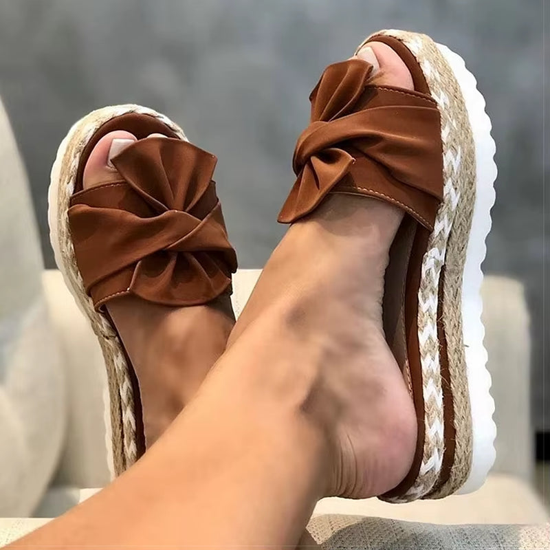 Women Sandals Rosette Platform Sandals Summer Shoes Women Wedge Sandalias Mujer Slides Bige Size Wedges Heels Sandals Footwear