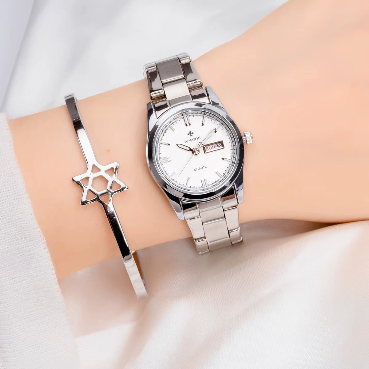 Montre Femme 2024  Fashion Ladies Watches Waterproof Quartz Silver Clock Women Automatic Date Dress Wrist Watch Reloj Mujer