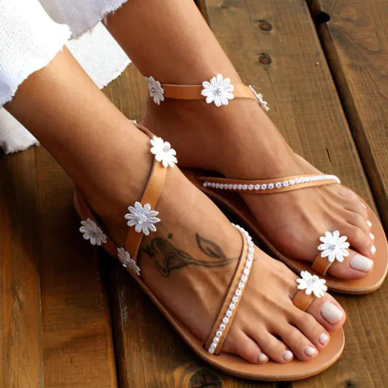 2026 White Lace Sandals Women Flip Flops Flat Sandals Women Bohemia Beach Shoes Women plus Size Summer Fashion Woman WSH3628
