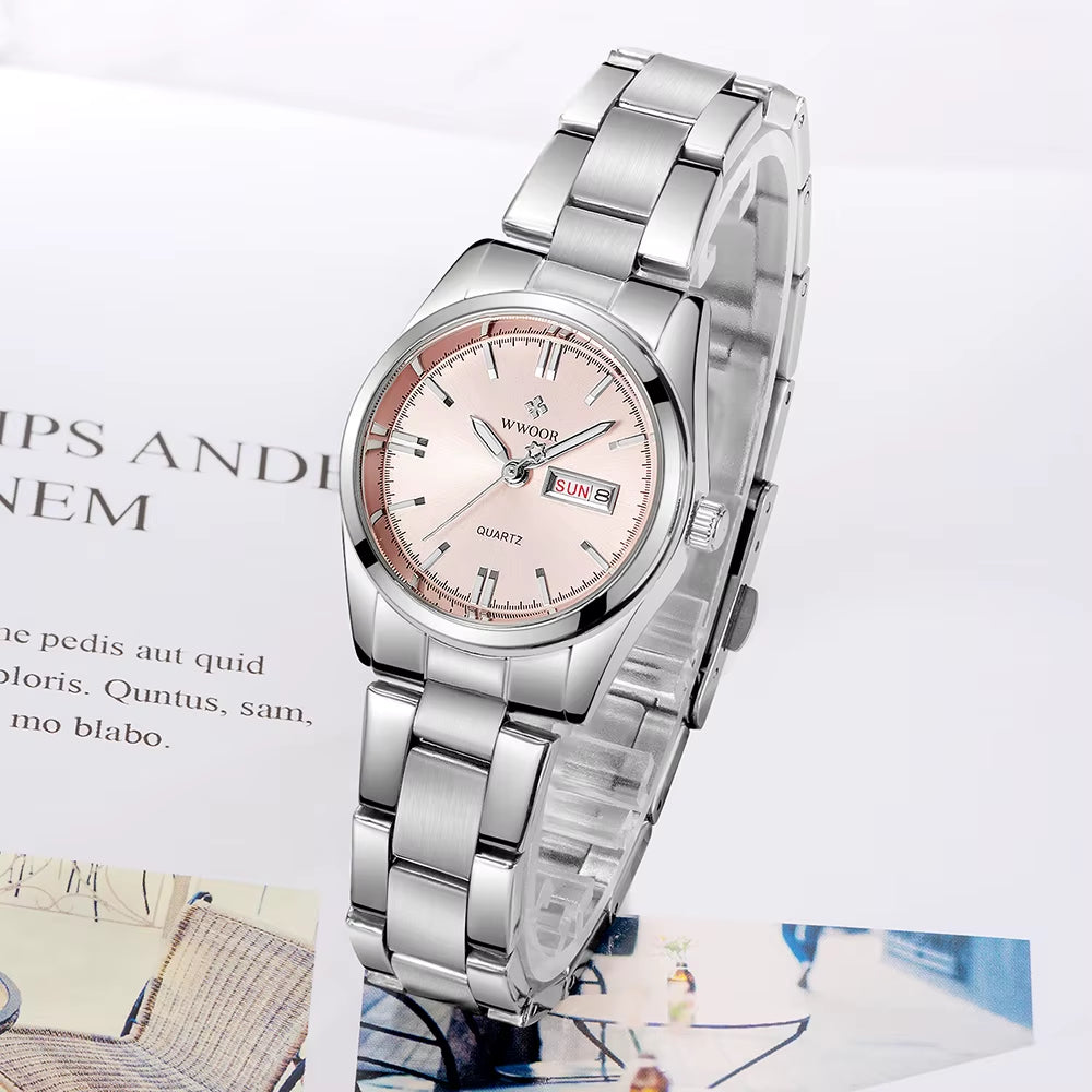 Montre Femme 2024  Fashion Ladies Watches Waterproof Quartz Silver Clock Women Automatic Date Dress Wrist Watch Reloj Mujer