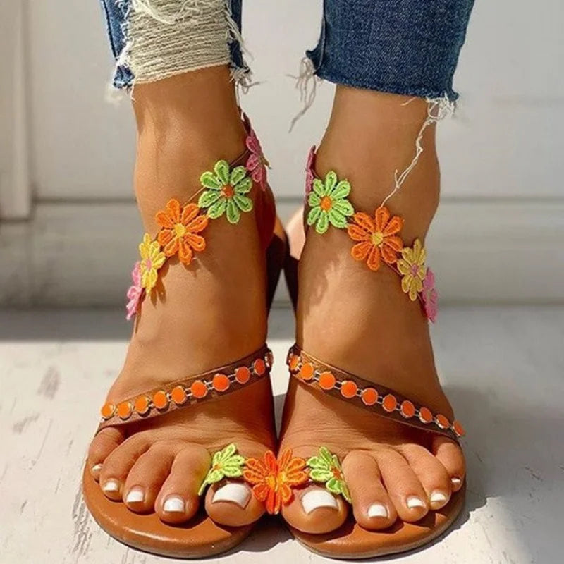 2026 White Lace Sandals Women Flip Flops Flat Sandals Women Bohemia Beach Shoes Women plus Size Summer Fashion Woman WSH3628