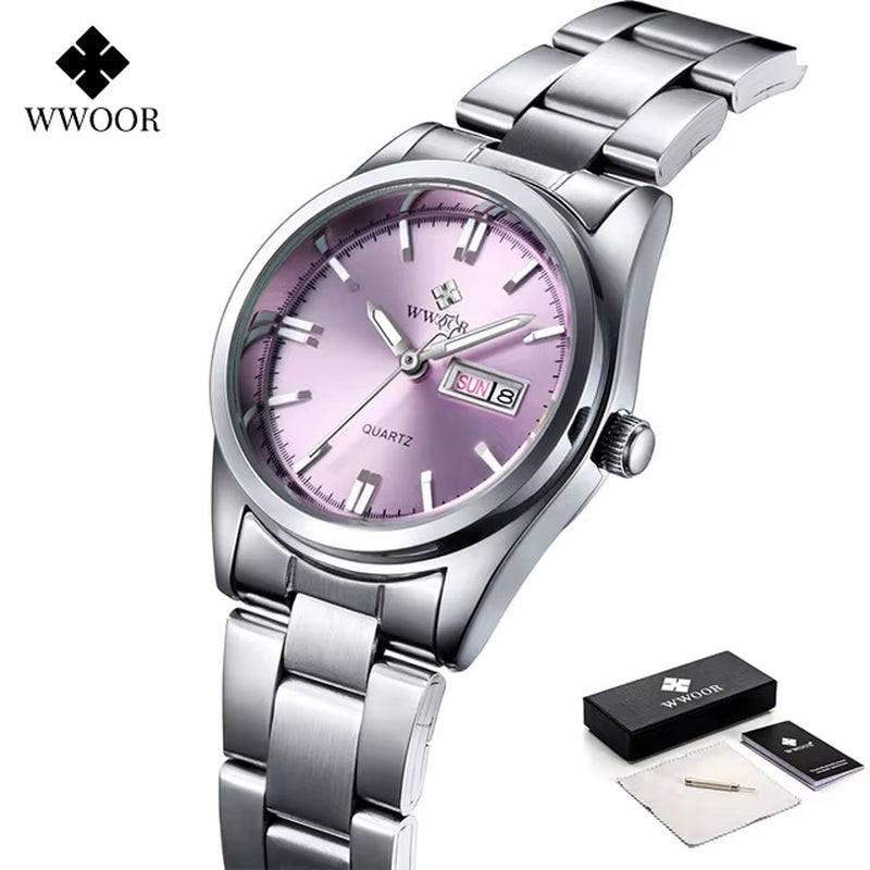 Montre Femme 2024  Fashion Ladies Watches Waterproof Quartz Silver Clock Women Automatic Date Dress Wrist Watch Reloj Mujer